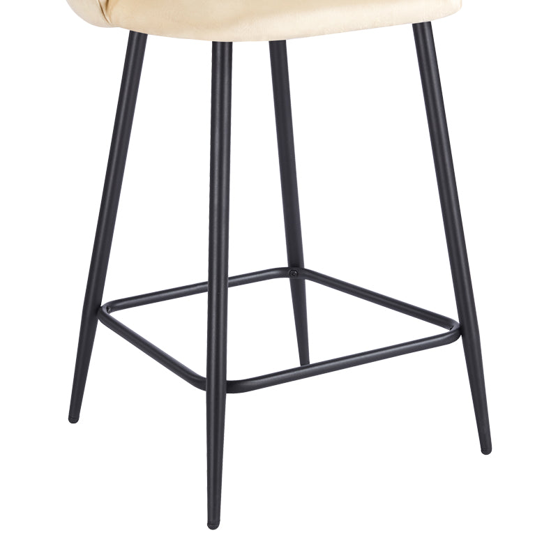 Mid-Height Bar Stool Perch Velvet Cream - Black Metal Legs 50x43x99