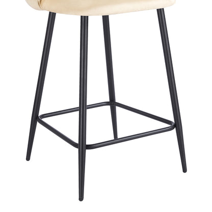 Mid-Height Bar Stool Perch Velvet Cream - Black Metal Legs 50x43x99