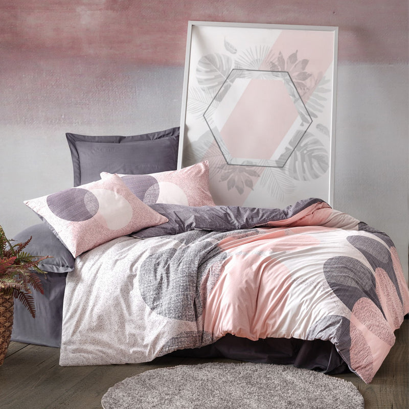 Σετ Παπλωματοθήκη Leron 4 Τμχ Διπλή (200x220εκ) Χρώμα Γκρι