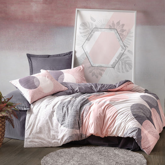 Σετ Παπλωματοθήκη Leron 4 Τμχ Διπλή (200x220εκ) Χρώμα Γκρι