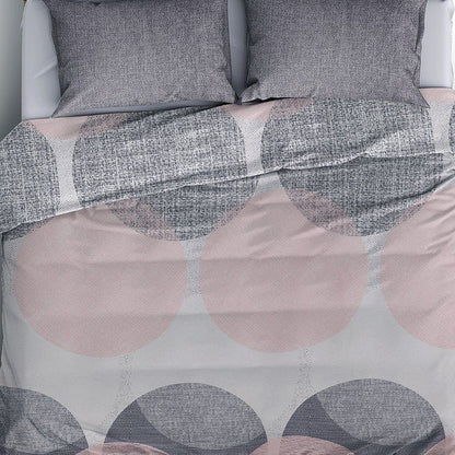 Σετ Παπλωματοθήκη Leron 4 Τμχ Διπλή (200x220εκ) Χρώμα Γκρι