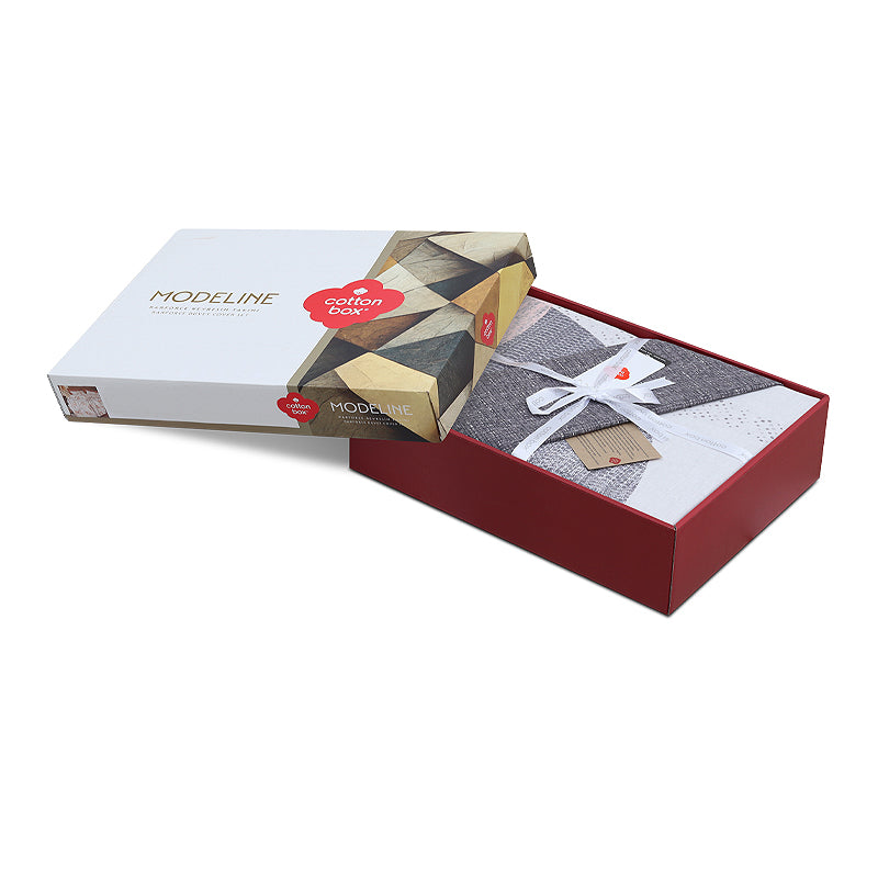 Σετ Παπλωματοθήκη Leron 4 Τμχ Διπλή (200x220εκ) Χρώμα Γκρι