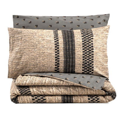 Σετ Παπλωματοθήκη Arlo 3 Τμχ Μονή (160x220εκ) Χρώμα Καφέ - Γκρι