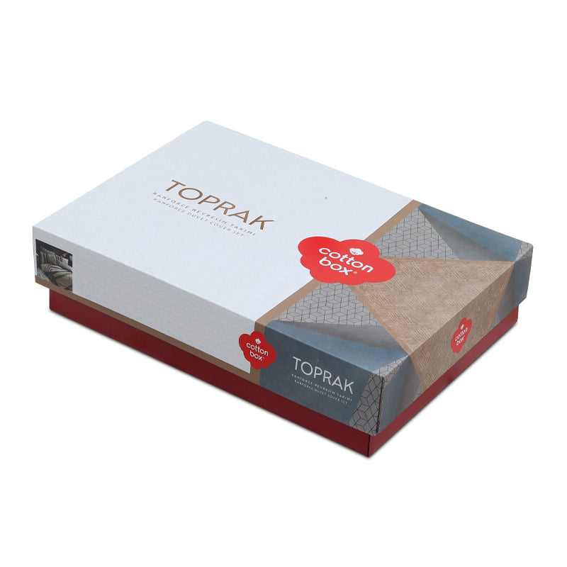 Σετ Παπλωματοθήκη Arlo 3 Τμχ Μονή (160x220εκ) Χρώμα Καφέ - Γκρι