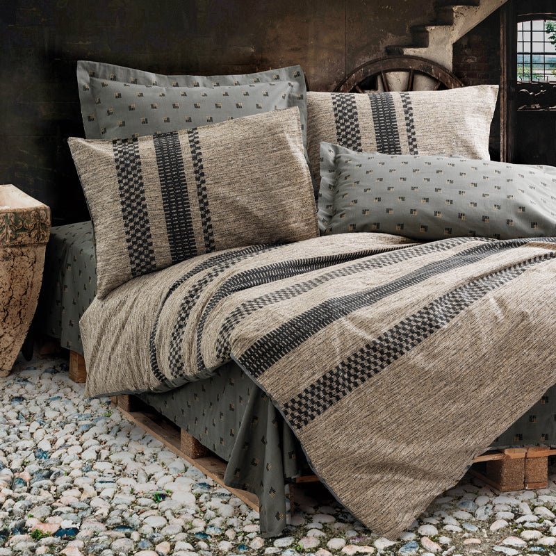 Σετ Παπλωματοθήκη Arlo 4 Τμχ Διπλή (200x220εκ) Χρώμα Καφέ - Γκρι