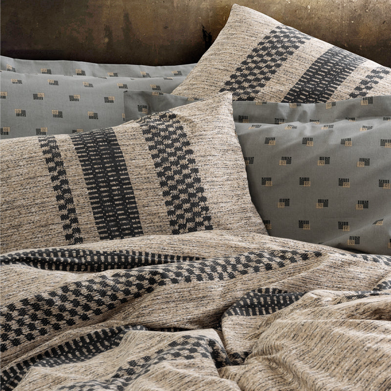 Σετ Παπλωματοθήκη Arlo 4 Τμχ Διπλή (200x220εκ) Χρώμα Καφέ - Γκρι