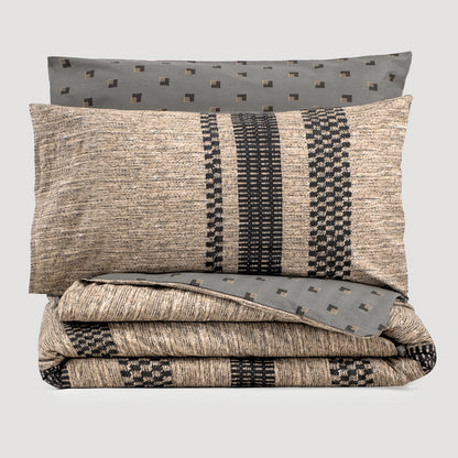 Σετ Παπλωματοθήκη Arlo 4 Τμχ Διπλή (200x220εκ) Χρώμα Καφέ - Γκρι