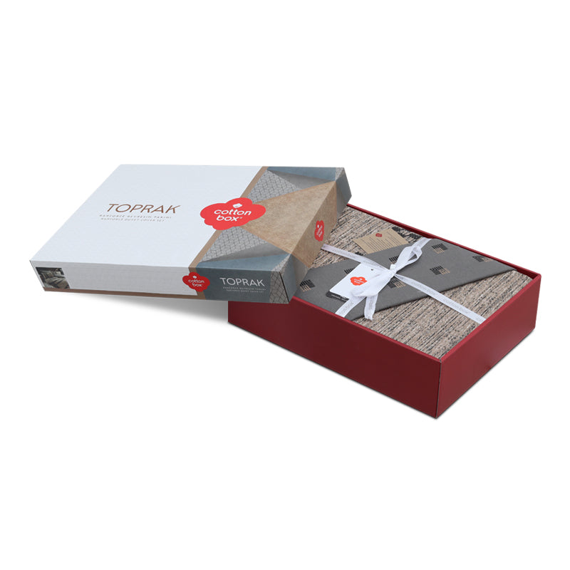 Σετ Παπλωματοθήκη Arlo 4 Τμχ Διπλή (200x220εκ) Χρώμα Καφέ - Γκρι