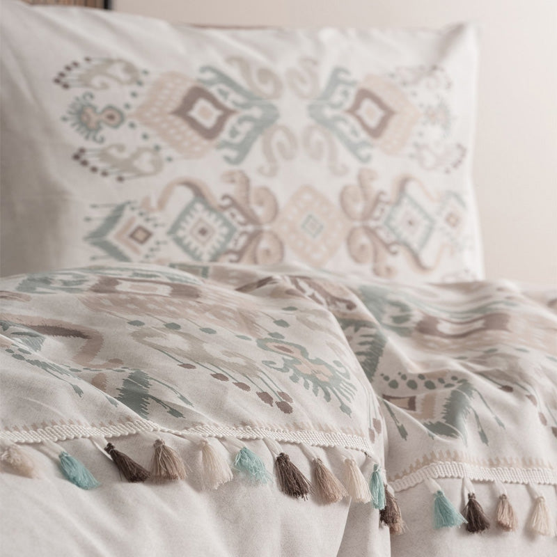 Σετ Παπλωματοθήκη Asilo Cotton Box 4 Τμχ Διπλή 200x220εκ Χρώμα Καφέ - Λευκό