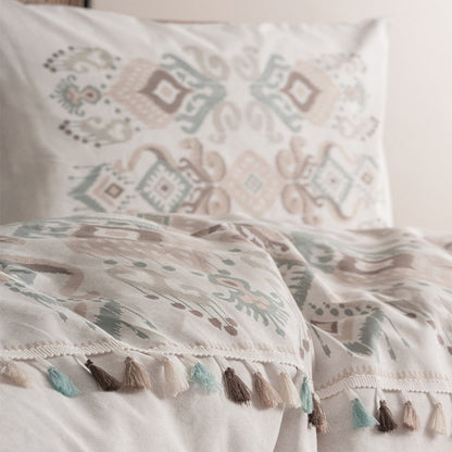 Σετ Παπλωματοθήκη Asilo Cotton Box 4 Τμχ Διπλή 200x220εκ Χρώμα Καφέ - Λευκό