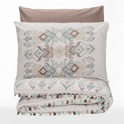 Σετ Παπλωματοθήκη Asilo Cotton Box 4 Τμχ Διπλή 200x220εκ Χρώμα Καφέ - Λευκό