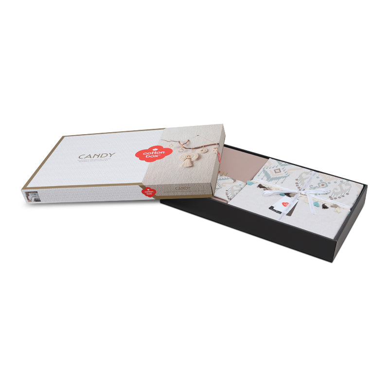Σετ Παπλωματοθήκη Asilo Cotton Box 4 Τμχ Διπλή 200x220εκ Χρώμα Καφέ - Λευκό