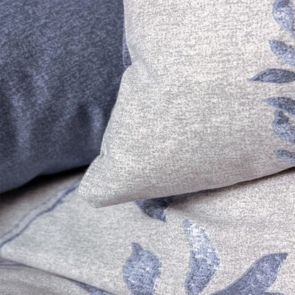 Σετ Παπλωματοθήκη Nitsa Cotton Box 3 Τμχ Μονή 160x220εκ Χρώμα Σκούρο Μπλε - Γκρι