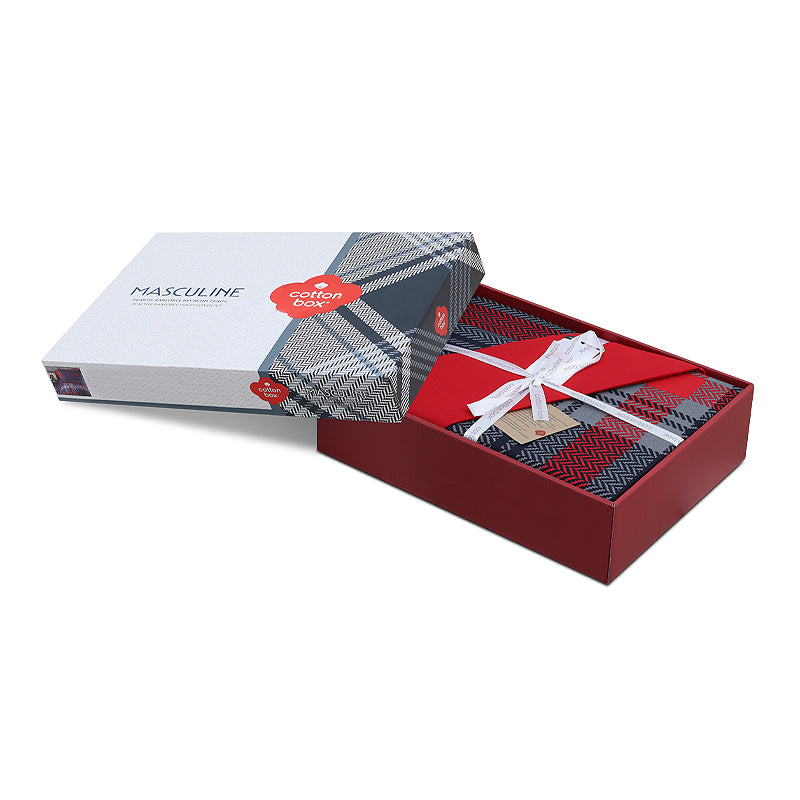 Σετ Παπλωματοθήκη Abel 4 Τμχ Διπλή (200x220εκ) Χρώμα Σκούρο Μπλε - Κόκκινο