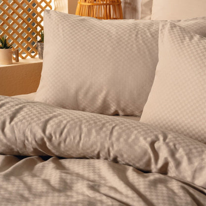 Σετ Παπλωματοθήκη Plaid 4 Τμχ Διπλή (200x220εκ) Χρώμα Mink