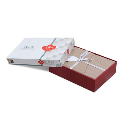Σετ Παπλωματοθήκη Plaid Cotton Box 3 Τμχ Μονή 160x220εκ Χρώμα Mink