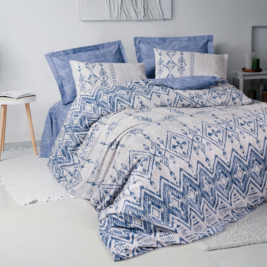 Σετ Παπλωματοθήκη Cleo 3 Τμχ Μονή (160x220εκ) Χρώμα Μπλε