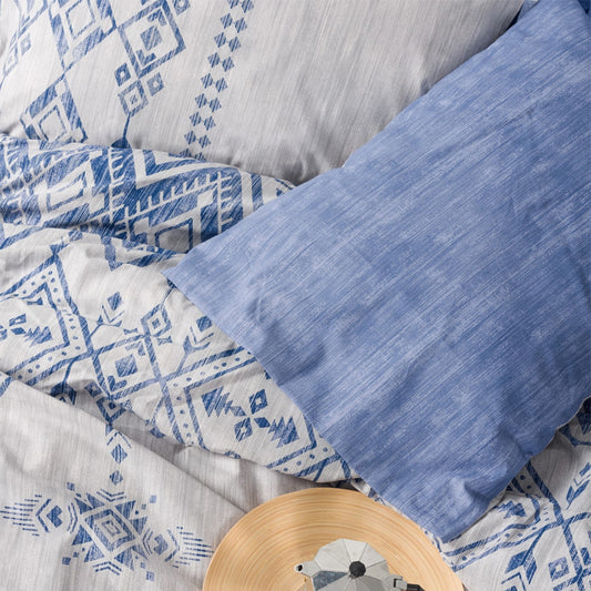 Σετ Παπλωματοθήκη Cleo 3 Τμχ Μονή (160x220εκ) Χρώμα Μπλε