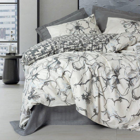 Σετ Παπλωματοθήκη Hilaris 4 Τμχ Διπλή (200x220εκ) Χρώμα Ανθρακί