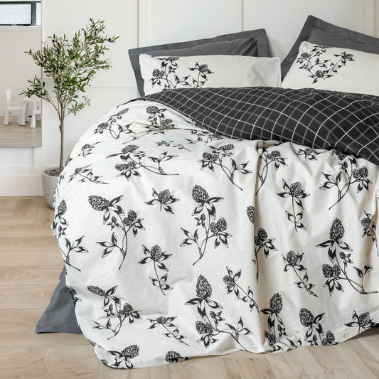 Σετ Παπλωματοθήκη Ohia 4 Τμχ Διπλή (200x220εκ) Χρώμα Ανθρακί