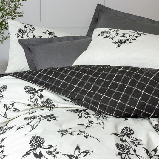 Σετ Παπλωματοθήκη Ohia 4 Τμχ Διπλή (200x220εκ) Χρώμα Ανθρακί