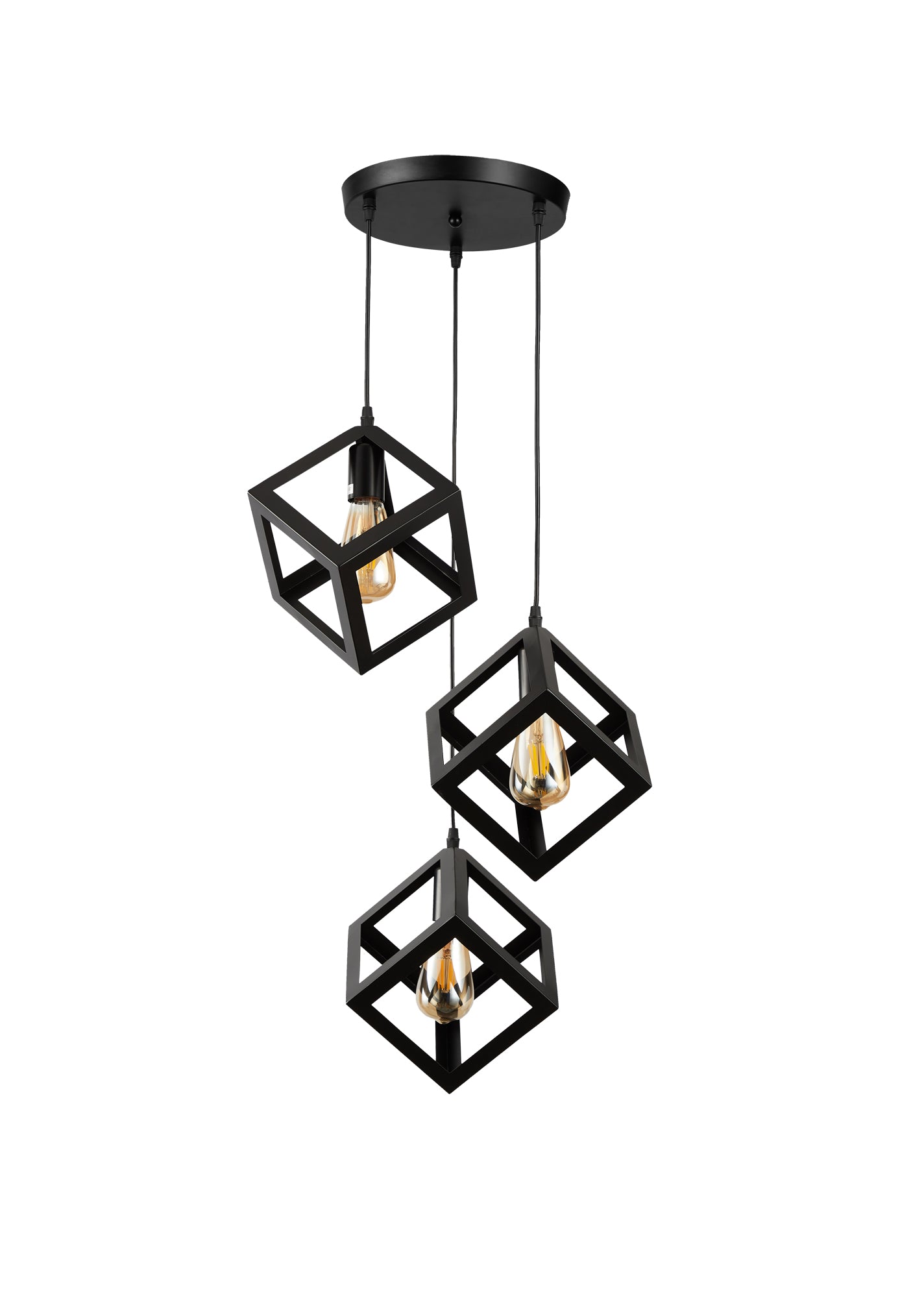 PDC 1249-3 ΒΚ CHN ΡΟΖΕΤΑ ΜΕΤΑΛΙΚΗ 3/Φ ΜΕ ΚΡΕΜΑΣΤΟΥΣ ΜΑΥΡΟΥΣ ΚΥΒΟΥΣ 3xΕ27 Φ35x95