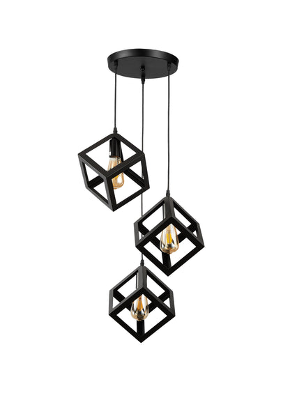 PDC 1249-3 ΒΚ CHN ΡΟΖΕΤΑ ΜΕΤΑΛΙΚΗ 3/Φ ΜΕ ΚΡΕΜΑΣΤΟΥΣ ΜΑΥΡΟΥΣ ΚΥΒΟΥΣ 3xΕ27 Φ35x95