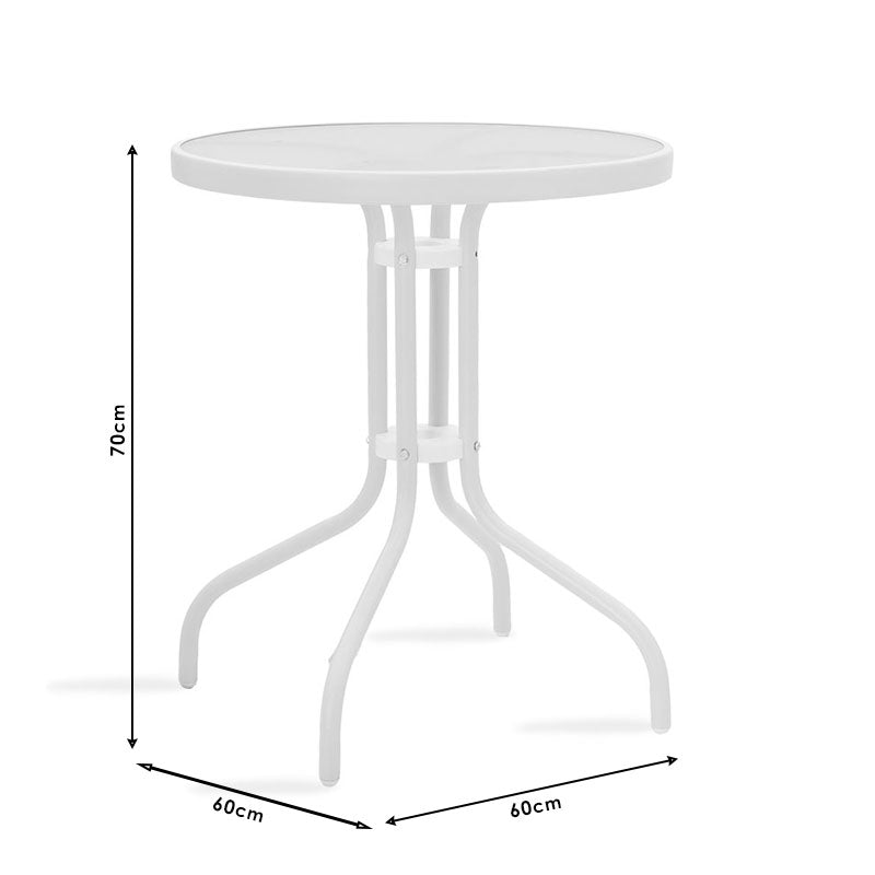 Τραπέζι Watson Μέταλλο Λευκό-Γυαλί Φ60X70