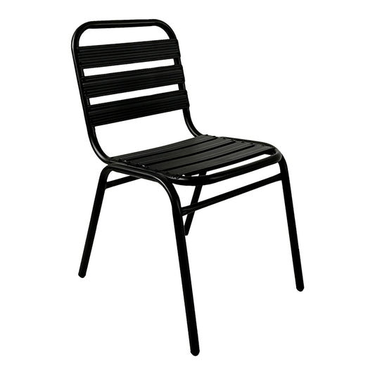 Καρέκλα Sussie Στοιβαζόμενη Μαύρο Μέταλλο Με Φέτες Αλουμινίου 45X62X76