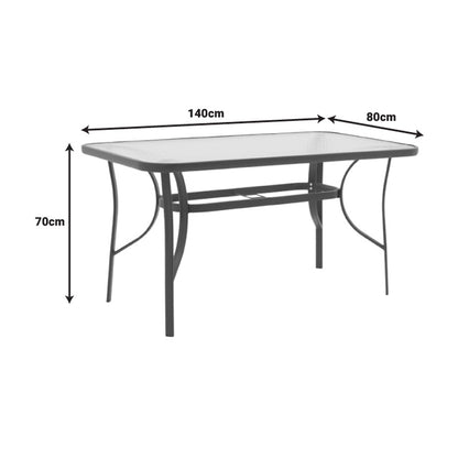 Tραπεζαρία Calan-Ensure Σετ 7 Τεμ Σκούρο Ανθρακί Μέταλλο και Textilene Ανθρακί 140x80x70