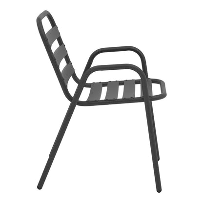Πολυθρόνα Sussie Στοιβαζόμενη Ανθρακί Μέταλλο με Φέτες Αλουμινίου 45x62x76