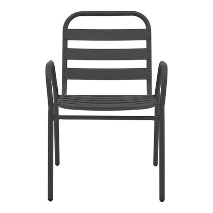 Πολυθρόνα Sussie Στοιβαζόμενη Ανθρακί Μέταλλο με Φέτες Αλουμινίου 45x62x76