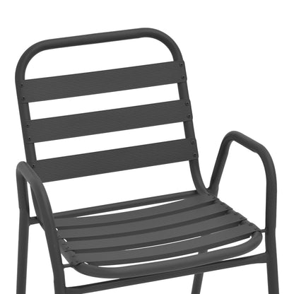 Πολυθρόνα Sussie Στοιβαζόμενη Ανθρακί Μέταλλο με Φέτες Αλουμινίου 45x62x76