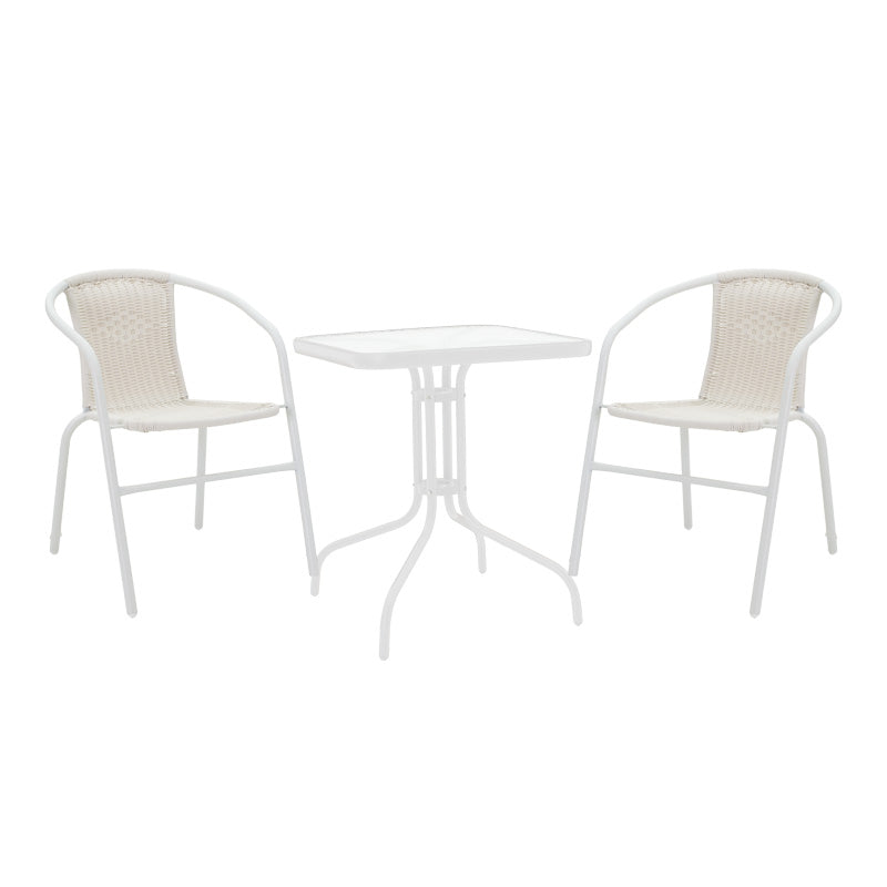 Τραπεζαρία Watson-Obbi Μέταλλο Λευκό - Γυαλί 70x70x70