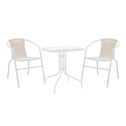 Τραπεζαρία Watson-Obbi Μέταλλο Λευκό - Γυαλί 70x70x70