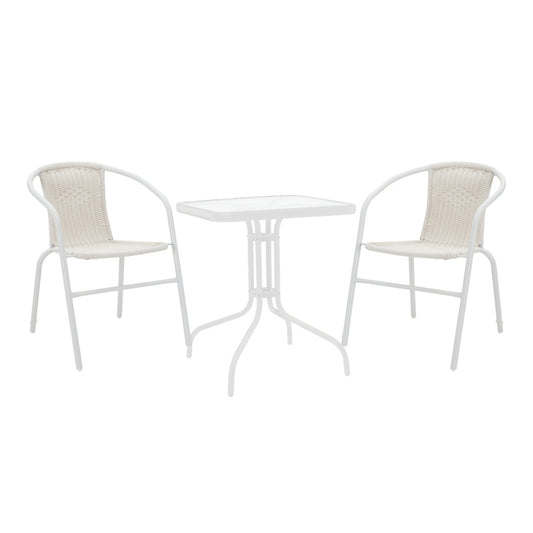 Τραπεζαρία Watson-Obbi Μέταλλο Λευκό - Γυαλί 70x70x70