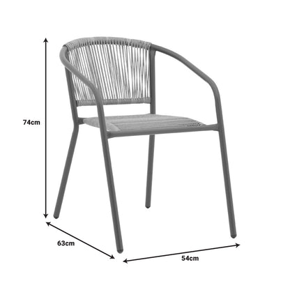 Tραπεζαρία Watson-Lindaria Σετ 3 Τεμ Μέταλλο Ανθρακί-Γυαλί Φ60x70