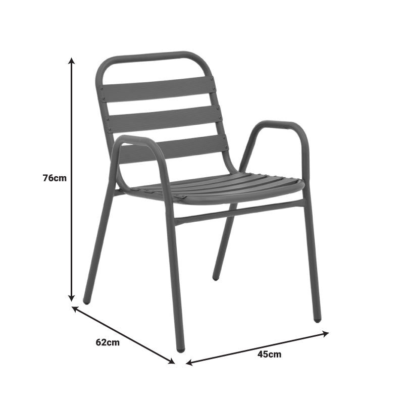 Tραπεζαρία Watson-Sussie Σετ 3 Τεμ Μέταλλο Ανθρακί-Γυαλί Φ60x70