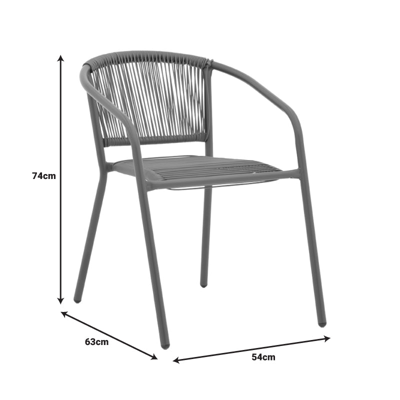 Τραπεζαρία Watson-Lindaria 3 Τεμ Μέταλλο Ανθρακί-Γυαλί 70x70x70