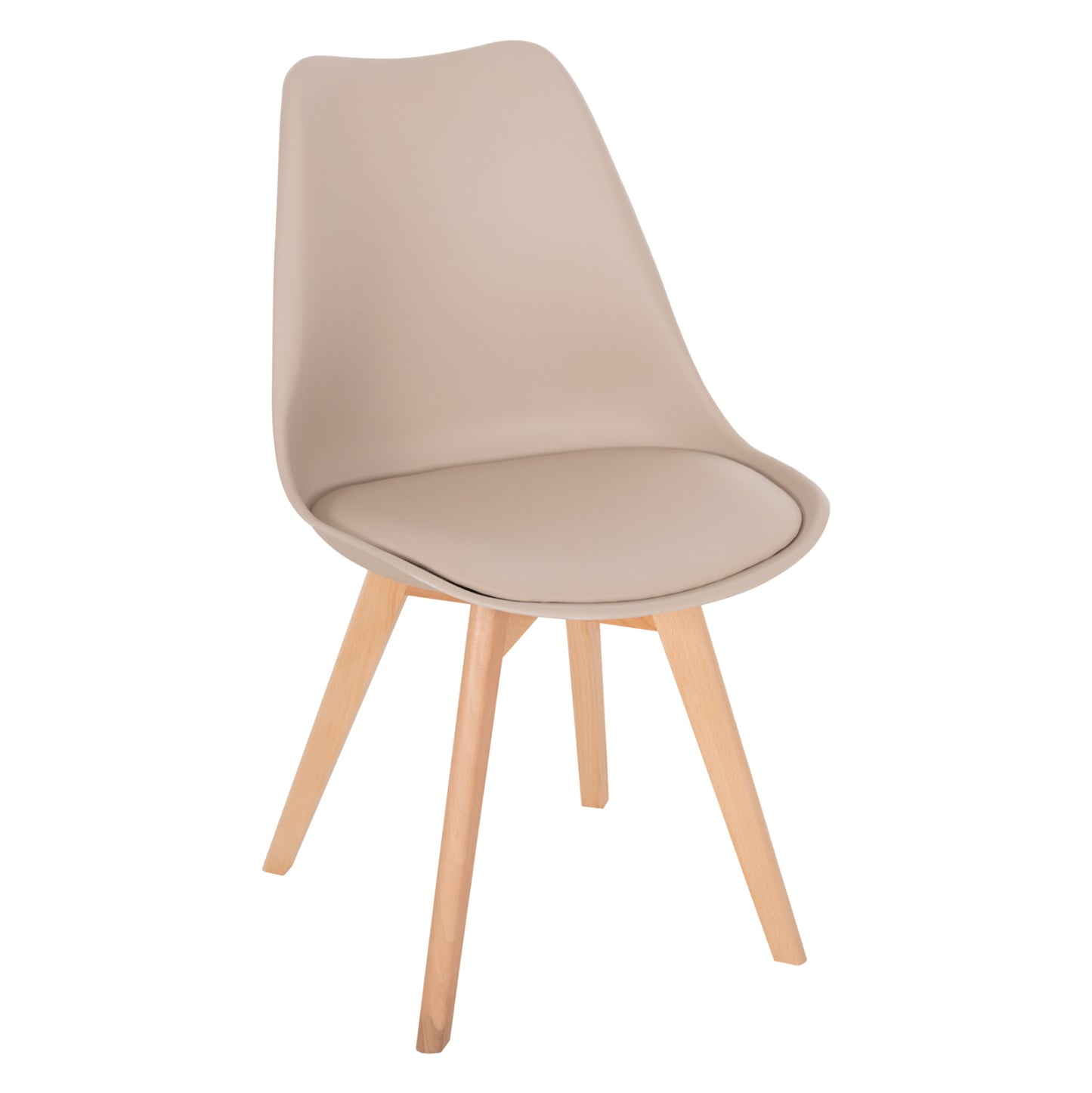 Καρέκλα Lora Καπουτσίνο με Ξύλινα Πόδια και Μαξιλάρι 47x56.6x82