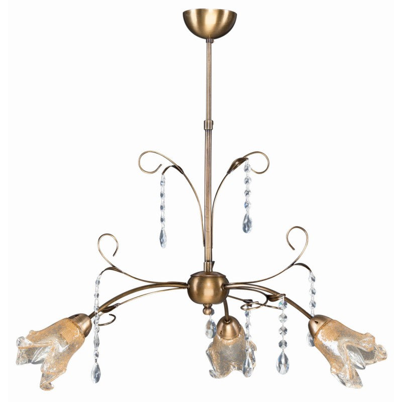 Φωτιστικό Πολύφωτο 3φ Μέταλλο Μπρονζέ/Γυαλί Ε14