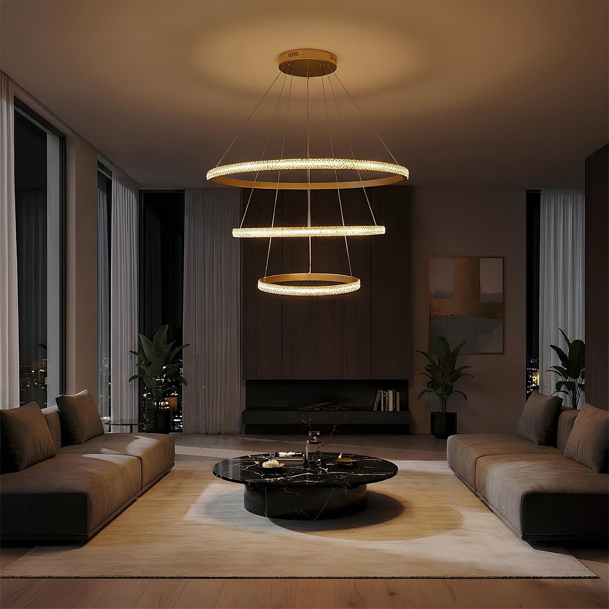 DIAMOND KLV-101-0240 Κρεμαστό Φωτιστικό Οροφής LED 120W 12000lm 180° AC 220-240V IP20 Ρυθμιζόμενο Λευκό CCT με Χειριστήριο από 2700K έως 6000K Dimmable - Lumileds SMD Chip - Χρυσό Πλατίνα - Μ80 x Π80 x Υ80
