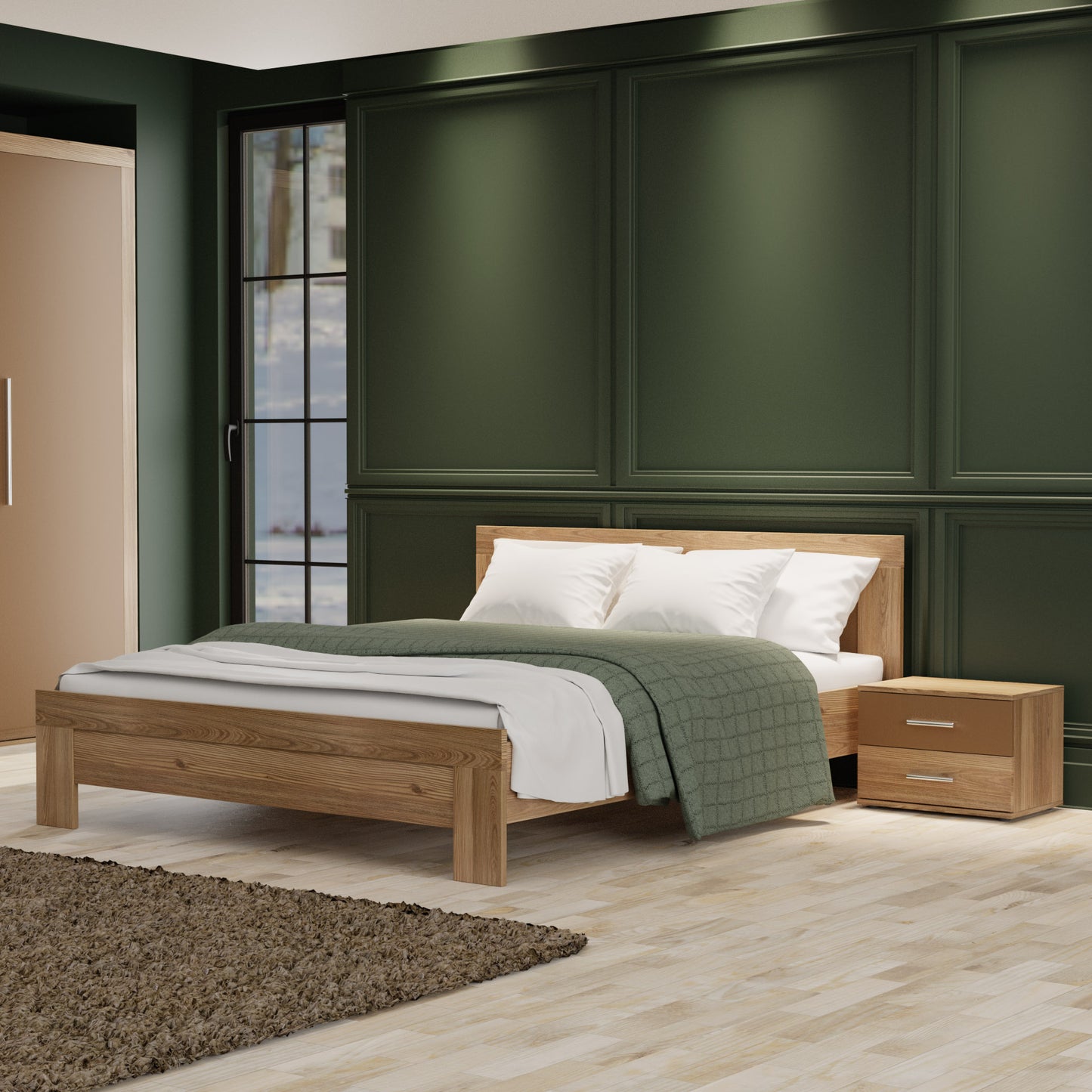 Κρεβάτι Juliet Διπλό με Τάβλες Χρυσός Δρυς 160x200εκ