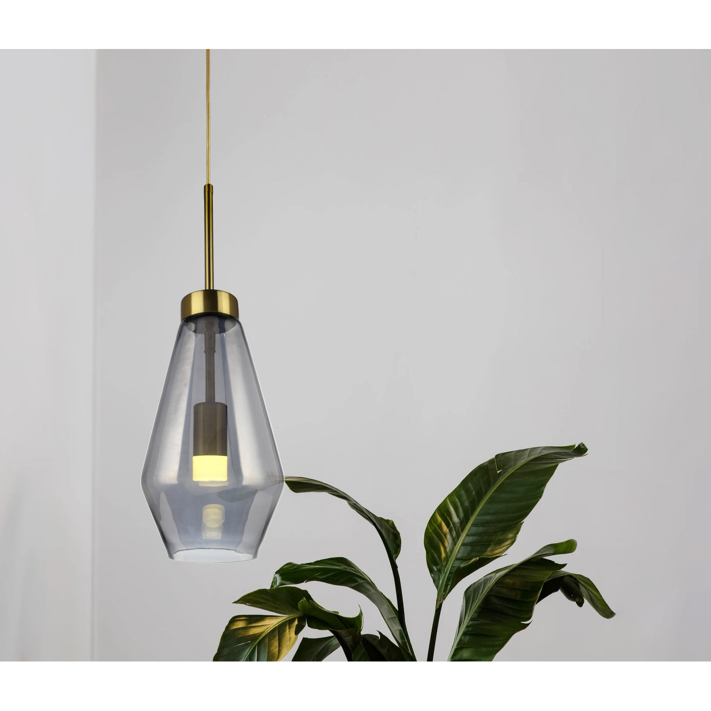 Φωτιστικό Κρεμαστό Μονόφωτο Γυάλινο με Χαλκό Γκρι G9 Φ17x140