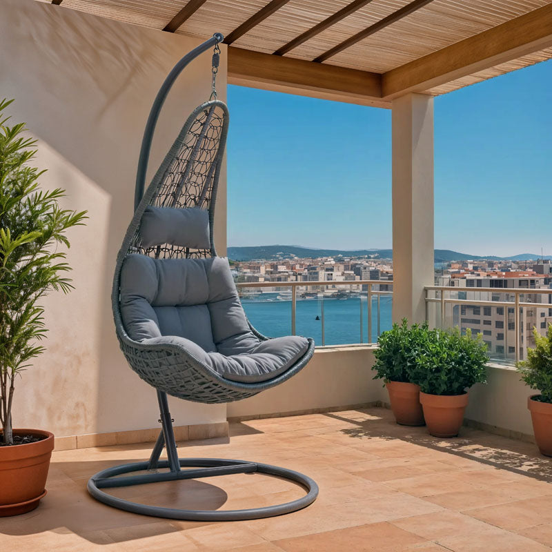 Κούνια Soleil Κρεμαστή Μέταλλο-PP-Μαξιλάρι Γκρι 103x83x200