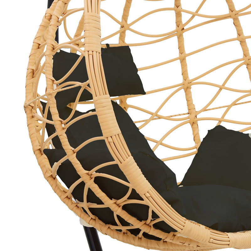 Κούνια Hudson Κρεμαστή Μέταλλο Μαύρο-PP Φυσικό-Μαξιλάρι Μαύρο 109x119x195