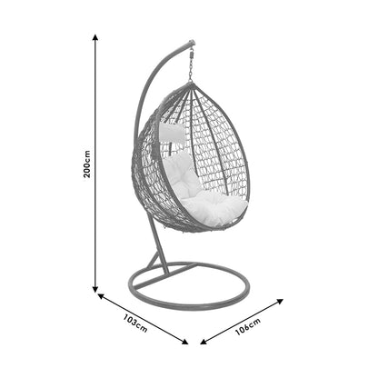 Κούνια Zafer Κρεμαστή PP σε Φυσικό Χρώμα και Μαύρο Μέταλλο 106x103x200
