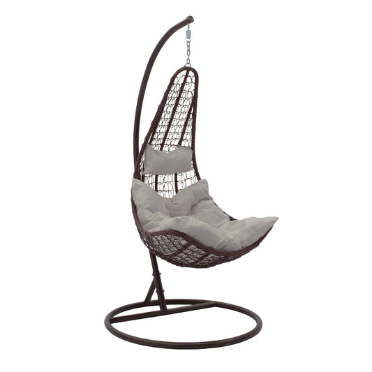 Κούνια Soleil Κρεμαστή Μέταλλο Καφέ-PP Καφέ-Μαξιλάρι Μπεζ 103x83x200