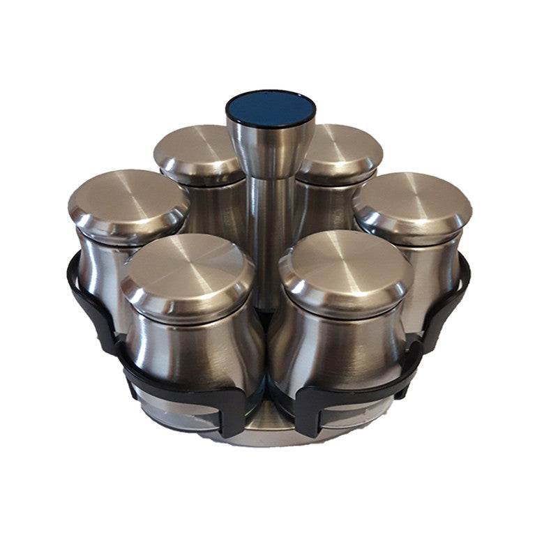 Θήκη για Μπαχαρικά Inox με Περιστρεφόμενη Βάση 6 Τεμ. 15x15x18