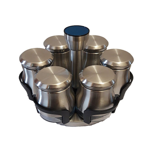 Θήκη για Μπαχαρικά Inox με Περιστρεφόμενη Βάση 6 Τεμ. 15x15x18